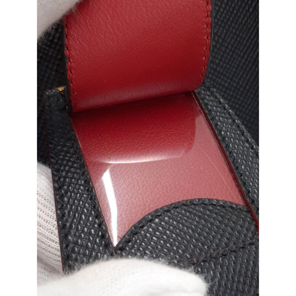 Prada Saffiano Leather Double Bag black contrasting red interior - Picture 9 of 9